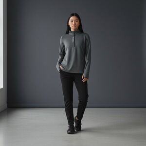 Reebok Women's Grey Melange 1/4 Zip Long Sleeve Athletic Pullover Size S